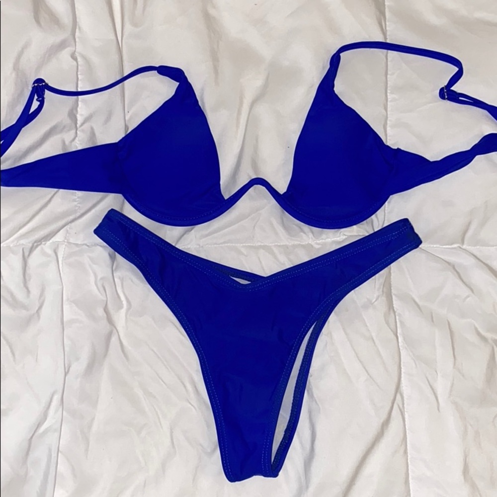 Shein Blue Underwire Cheeky Bikini Set Size S